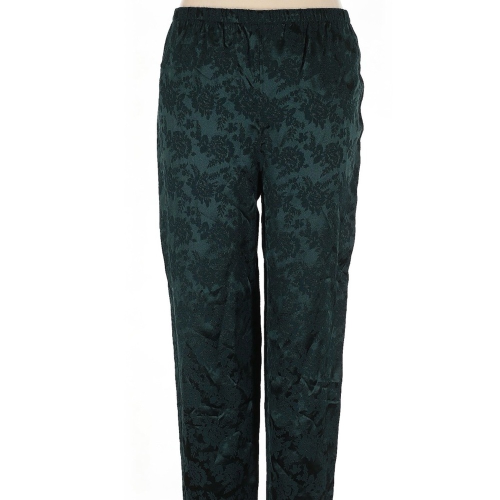 Dark Green Jacquard Print  Women's Straight Leg Pants